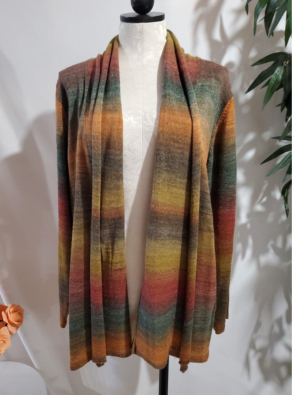 Coldwater Creek Ombre Southwest Open Confetti Speckle Knit Cardigan Size 1X Boho